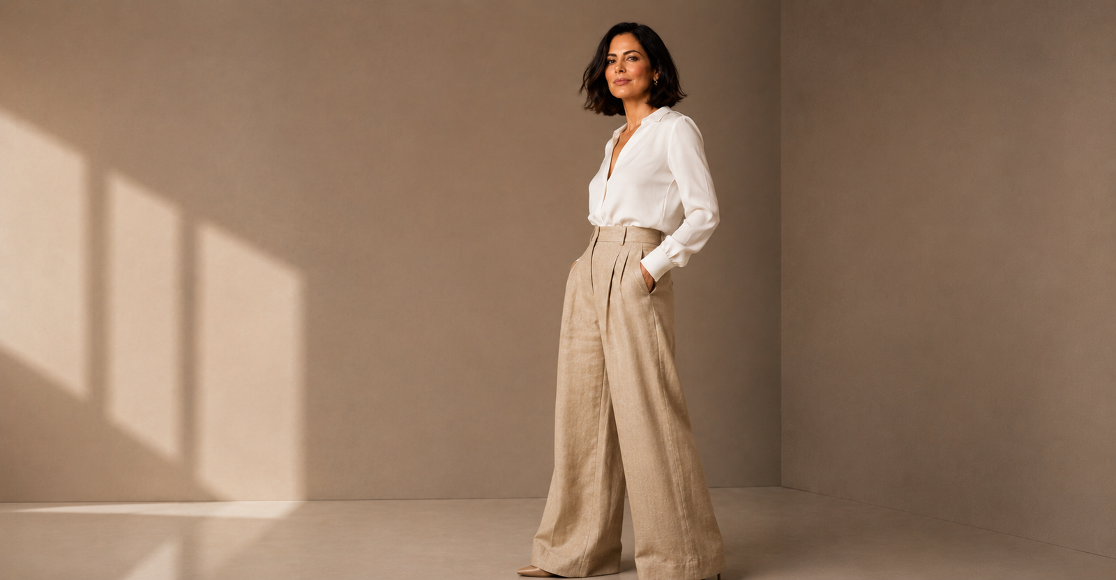 Calça wide leg pantalona cintura alta — caimento elegante para mulheres 40+