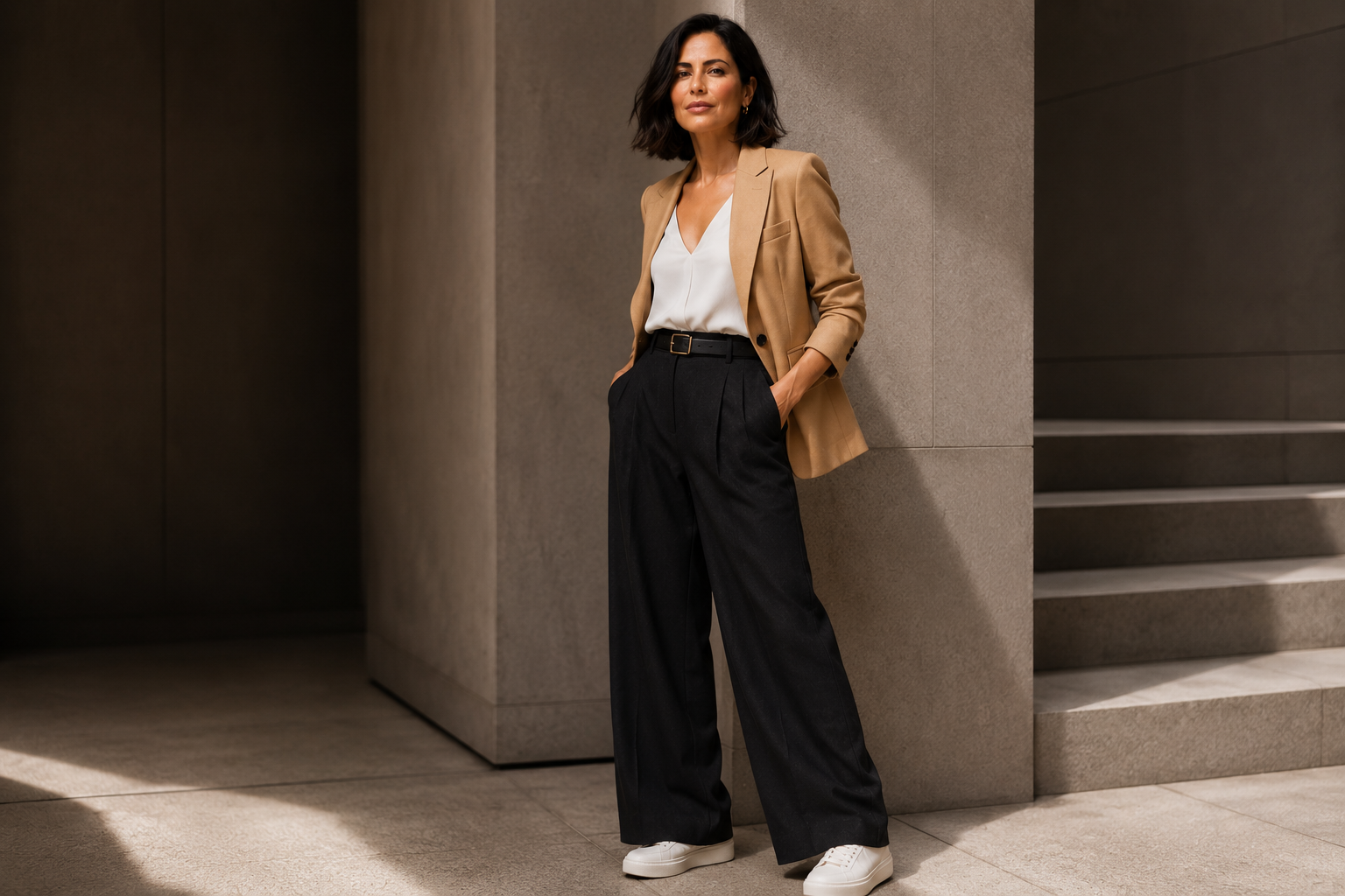 Como usar calça wide leg pantalona — looks elegantes para mulheres 40+