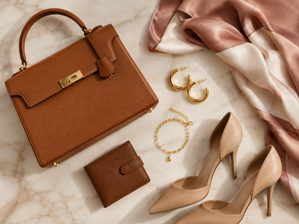 acessórios elegantes mulher madura bolsa estruturada brincos scarpin lenço