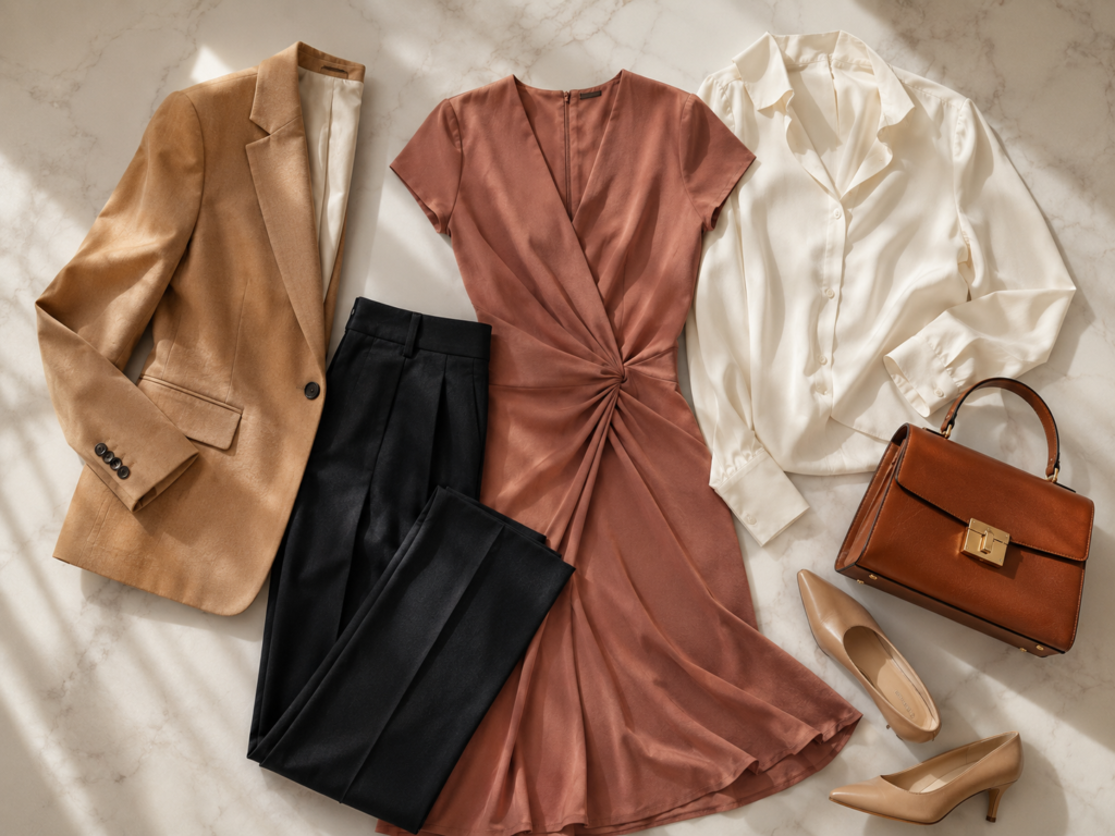 peças essenciais guarda-roupa mulher 40 anos blazer calça alfaiataria vestido midi