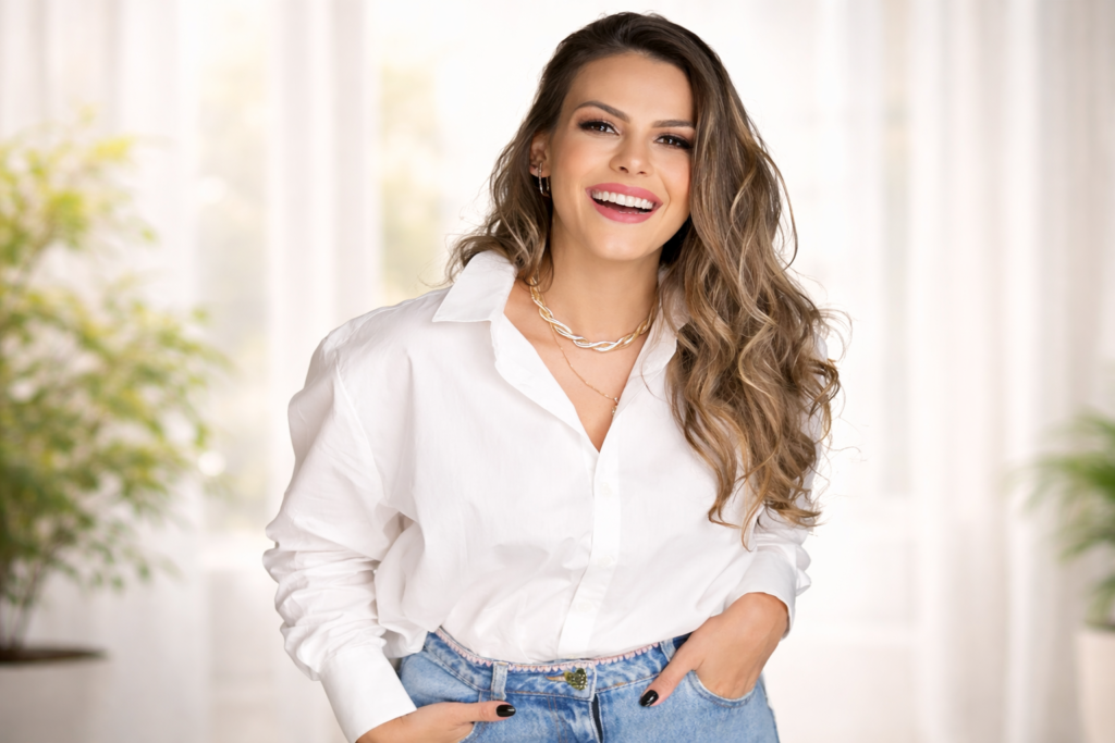 Mulher madura com presença e autoconfiança — imagem pessoal após os 40