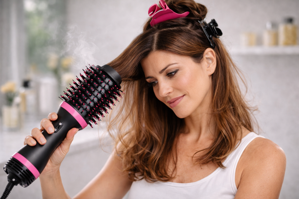 Movimento correto da escova secadora para evitar frizz
