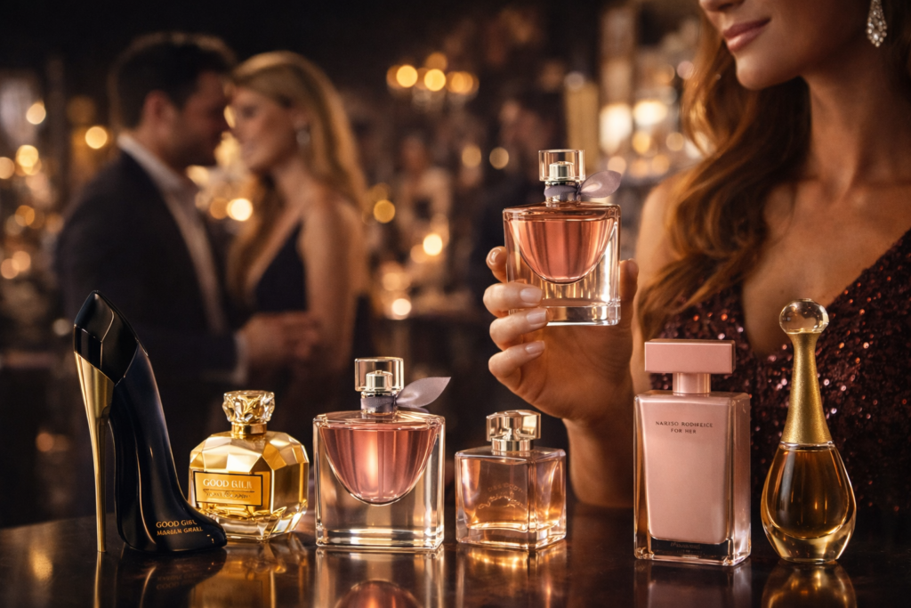 Perfumes femininos elegantes para noite — fragrâncias importadas marcantes