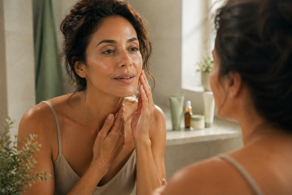 rotina minimalista de skincare 4 produtos testada por 15 dias — pele madura 40 anos