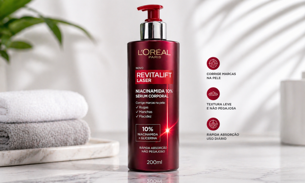 L'Oréal Revitalift Niacinamida 10% Sérum Corporal — uniformização de manchas solares pele madura