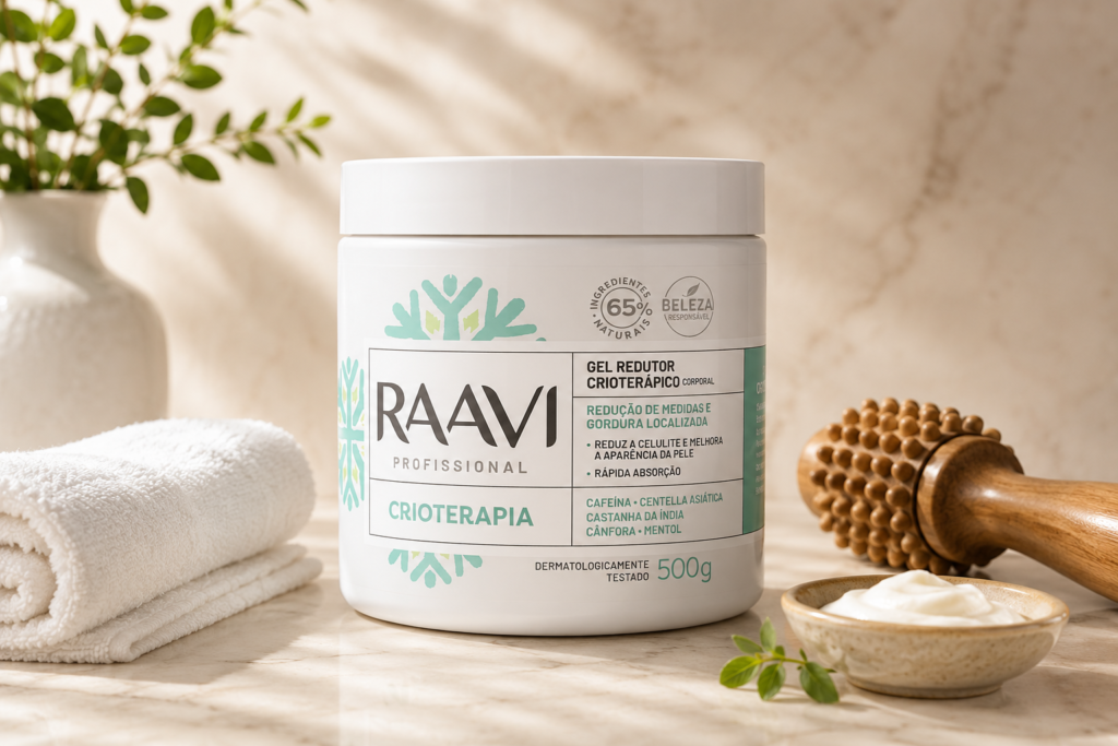 Raavi Gel Redutor Crioterápico — gel anticelulite refrescante para pele madura