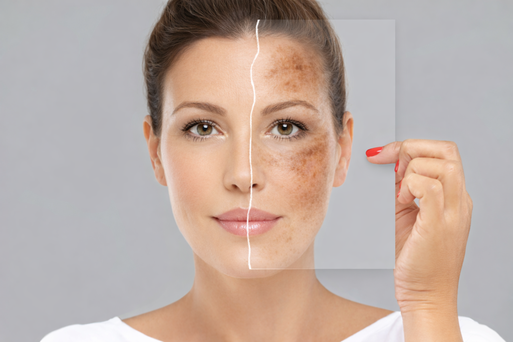 rotina completa para clarear melasma na pele madura — manhã e noite com ativos clareadores