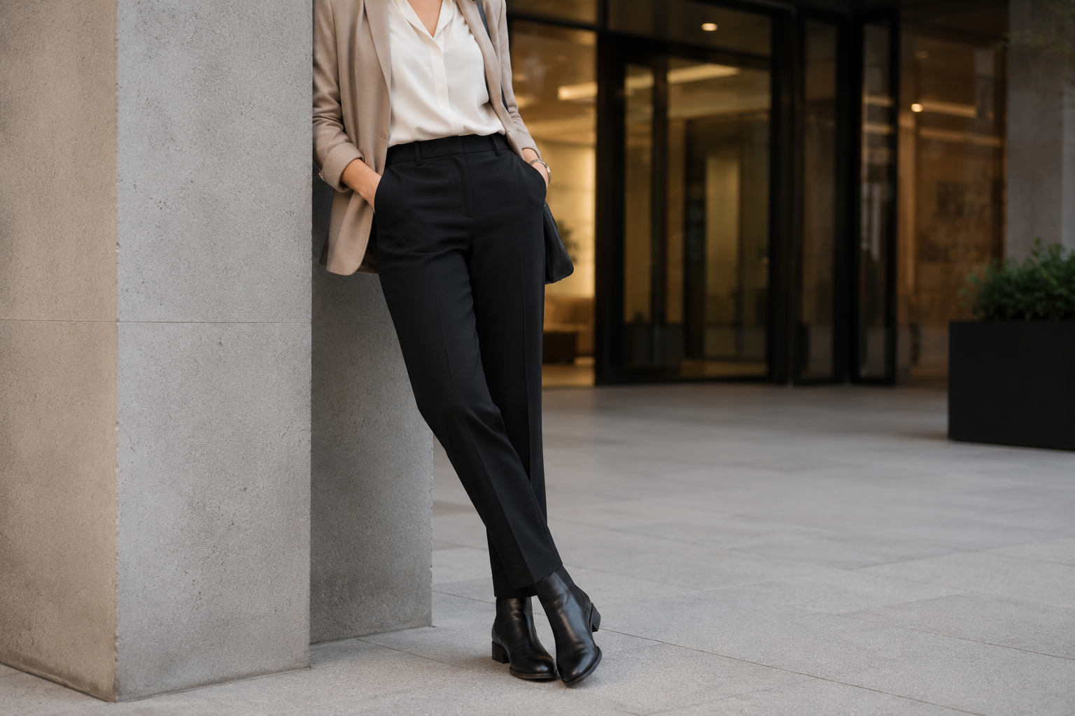 Proporção entre calça e bota depois dos 40 — exemplos de looks equilibrados