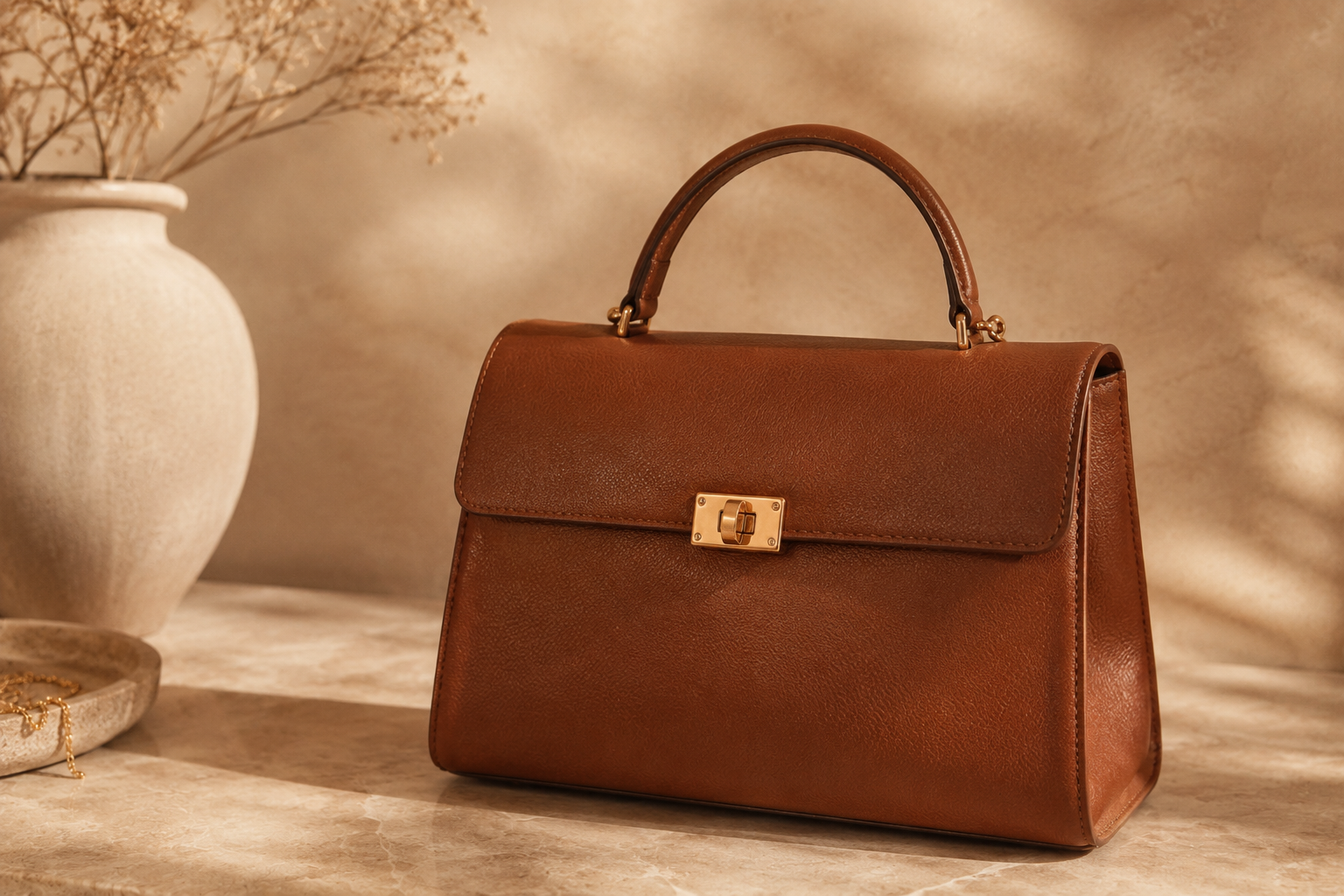 Bolsa estruturada marrom para mulheres depois dos 40 — acessório coringa do inverno