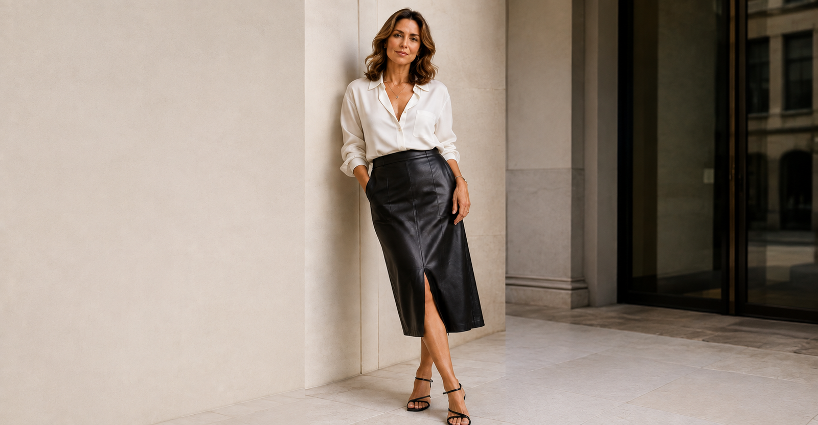 Saia de couro elegante — uma das saias bonitas e elegantes em tendência
