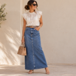 Como Usar Saia Jeans Longa nos Dias Mais Quentes
