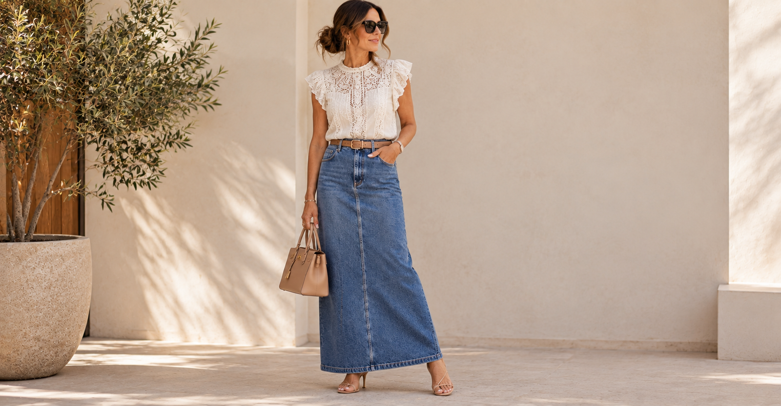 Como Usar Saia Jeans Longa nos Dias Mais Quentes